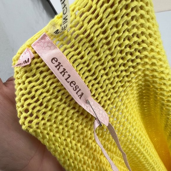 Ekklesia Wide Neck Cropped Sweater Yellow Size S/M NWT - Picture 8 of 8